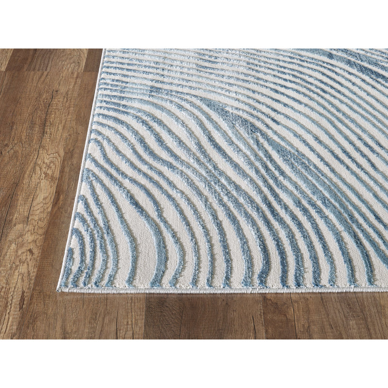 Ebern Designs Dipesh Performance Blue/White Rug & Reviews Wayfair
